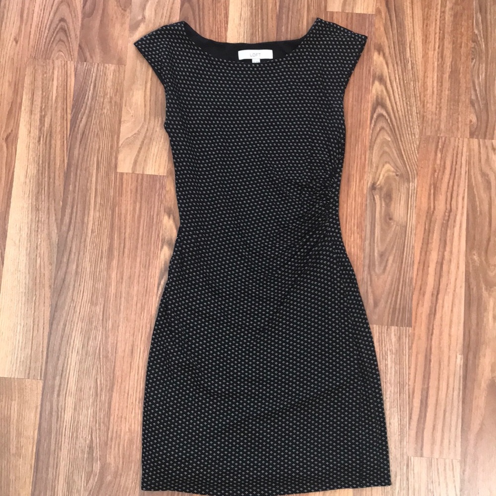 Ann Taylor LOFT Black Ruched Jersey Dress XS